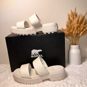 SOREL Ona Streetworks Women’s Platform Slide Sandal. Size 10 NWB Chalk